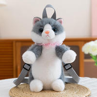 Sac à dos en peluche chat personnalisé OEM, vente en gros, sac en peluche chaton réaliste, sac à bandoulière mignon pour enfants avec col en dentelle, cadeau, approvisionnement en vrac