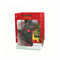 Weihnachtliche Goldgeprägte Transparente Geschenktüte mit Seilgriff Weihnachtsmann-Rentier-Design - Weiße Kartonverpackung