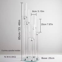 Nuevo Candelabro de Cristal para Boda, con 3/5/8/9 Brazos, Portavelas de Cristal Transparente para Centros de Mesa y Decoración de Bodas