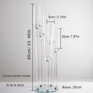 New Crystal Wedding Candle Holder 3/5/8/9 Arms Wedding Stand <b>Clear</b> Glass Candlestick for Wedding Centerpieces <b>Table</b> Decoration - Product Image 2
