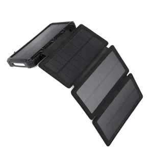 Fast Charging 20000 Mah Foldable Outdoor Portable Solar Charger 20000mah Powerbank Solar Power Bank With Led Lights