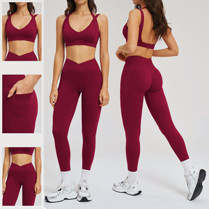 Ensemble de yoga OEM pour femme : Soutien-gorge de sport et leggings taille haute sculptants en Spandex/Nylon, tenue de mode sans couture pour la gym, l'entraînement et la course à pied - Product Image 1