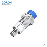 Capteur de proximité inductif CORON CLJ-A24-10ANA-G M12 non blindé, portée de détection 10 mm, sortie NPN NO, type de connecteur LED rouge, Cuivre-Nickel