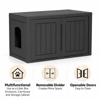 Grande maison pour chat avec armoire intégrée pour litière, abri caché pour chat, banc de rangement pour chats d'intérieur