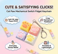 Mainan Remas Keyboard Mekanik PVC Bentuk Cakar Kucing Lucu, Squishy Fidget Clicker Penghilang Stres Gantungan Kunci untuk Anak Perempuan Laki-laki, Hadiah Kantor