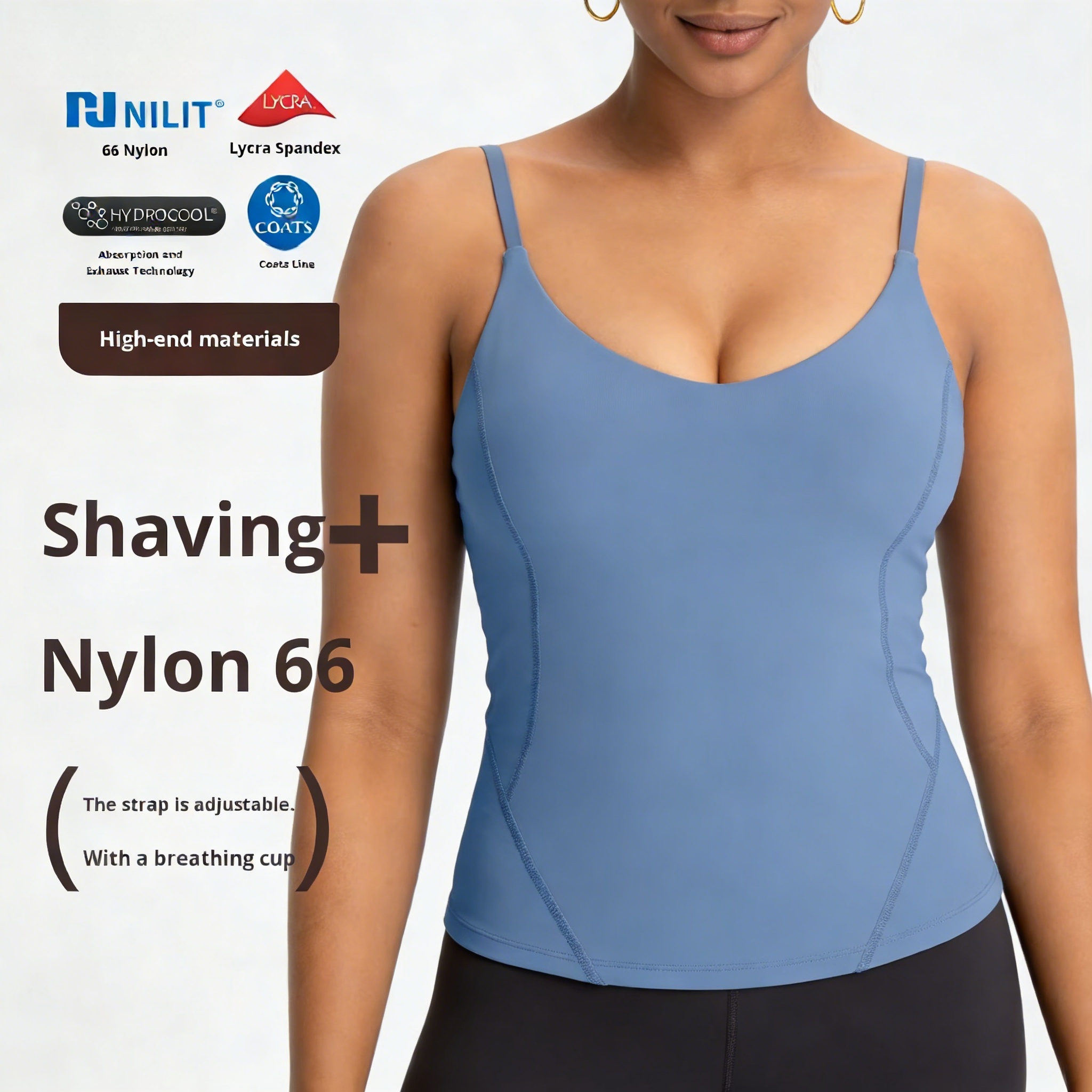 Women's Sports Vest with Chest Pads Quick-Dry Spandex/Nylon Plus Size Breathable Crew Neck Regular Fit for Fitness Yoga
