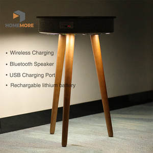 Lampe de chevet multifonctionnelle en bois avec détecteur de présence, chargeur de téléphone sans fil, haut-parleur Bluetooth et veilleuse - Product Image 2