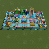 Parc d'attractions gonflable personnalisé, Fun City, avec plusieurs zones de jeux à thème, à vendre