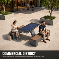 Banc solaire intelligent pour l'extérieur, sièges publics, fabrication sur mesure, OEM, vente en gros