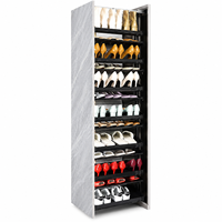 UZIA-12Z Meuble à chaussures métallique moderne à tirer et pousser, multi-niveaux, pour la maison, autoportant, pour dressing, extensible