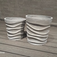 Nouveau pot de fleurs circulaire de 15 L en fibres-ciment, style moderne, électrique, écologique, sculpté à la main, imperméable et durable, pour jardin