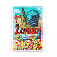 Aimant de réfrigérateur en acrylique avec logo personnalisé du fabricant, souvenir touristique de Londres, sable mouvant