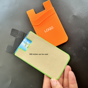 Custom logo Adhesives Pocket Upgraded 2 Layers Stick on Mobile Phone case Back Side Silicone Credit Card Holder Wallet - Product Image 6