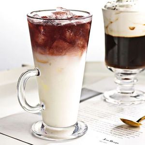 Tasses à café irlandaises Tasse en <span class=keywords><strong>verre</strong></span> transparent avec poignée Tasse à latte en <span class=keywords><strong>verre</strong></span> à base haute sur pied pour boissons chaudes et boissons froides - Product Image 3
