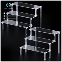 Présentoir à 3 niveaux horizontal en acrylique écologique transparent pour vêtements