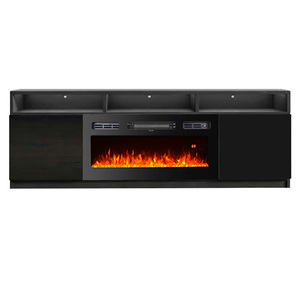 Vendas Quentes: Centro de Entretenimento Moderno com LED, Armário de TV em Madeira Preto e Branco com Lareira para Sala de Estar - Product Image 2