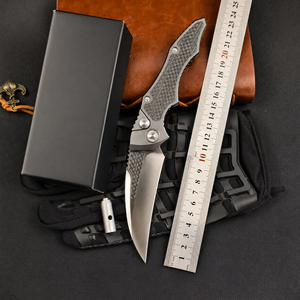 Cuchillo Plegable de Acero D2 de Alta Calidad, Mango de Aluminio y Fibra de Carbono, Cuchillo Táctico de Supervivencia para Camping, Cuchillo de Bolsillo, Herramienta EDC, Regalo - Product Image 6