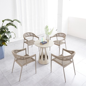 nco di lusso portico <span class=keywords><strong>tavolo</strong></span> 4 <span class=keywords><strong>sedie</strong></span> mobili per la casa all'aperto Patio Cafe 5 pezzi corda <span class=keywords><strong>in</strong></span> alluminio <span class=keywords><strong>set</strong></span> <span class=keywords><strong>da</strong></span> pranzo <span class=keywords><strong>in</strong></span> vendita - Product Image 4