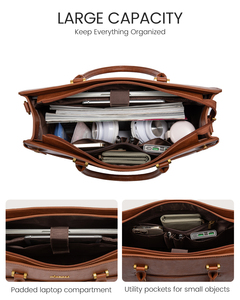 15.6 17 אינץ 'גדול מחשב נייד תיק לנשים עבודה וינטג' עמיד למים פו עור העסק תיק תיק התיק - Product Image 5