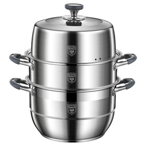 304 Stainless Steel Multi Layer <b>Steamer</b> With Silicone Handle Large Capacity Thickened For Home Cooking - Product Image 2