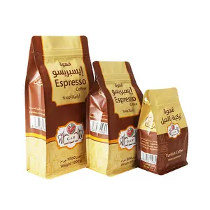 Yixing embalagem saco de embalagens sacola de café com válvula e zíper, bloco lateral de embalar grãos de café
