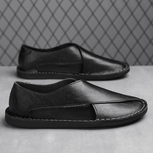 Sandales d'été sportives <span class=keywords><strong>grande</strong></span> <span class=keywords><strong>taille</strong></span> pour hommes, style transfrontalier très populaire, chaussures de conduite à enfiler en <span class=keywords><strong>cuir</strong></span> de vache véritable respirant - Product Image 2