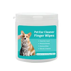 New Vet's Best Safety Dog Ear Finger Wipes Convenient Wet Pet Ear Relief Wipes 50 Pieces Soft Cat Dog Ear Cleaner Wipes