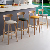 Tabouret de bar gris en bois massif, moderne, stable et durable, avec assise en lin, chaise de salle à manger ronde, mobilier le plus vendu à prix abordable