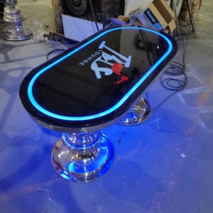 Bar lumineux <span class=keywords><strong>Table</strong></span> à LED Discothèque Pub Salle de karaoké Ensemble de meubles de bar Base en métal KTV Ovale Café Tables lumineuses pour Disco Clubs - Product Image 2