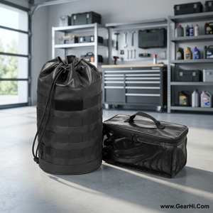 Sac utilitaire MOLLE à cordon de serrage en nylon enduit PU, sac de rangement étanche pour équipement, porte-composants en maille, rangement d'accessoires robuste, tactique - Product Image 2