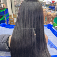 Perruque frontale en dentelle HD transparente en cheveux humains vietnamiens bruts lisses, avec dentelle suisse, longue, pour femmes noires, vente en gros