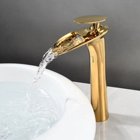 Offre Spéciale 304 acier inoxydable or noir chaud et froid salle de bain cascade robinet de bassin