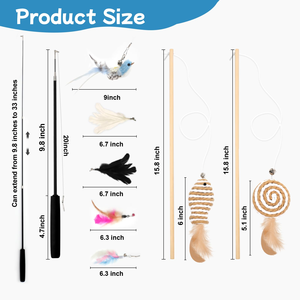 Eco Friendly <b>Cat</b> Wand <b>Toys</b> <b>Interactive</b> Feather Bird <b>Cat</b> <b>Toy</b> With Bell Wooden Handle Linen Mouse Pet Playing Training Products - Product Image 3