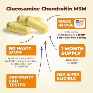 كبسولات الجلوكوزامين والكوندرويتين وMSM والكركم، 90 حبة، مكمل صحي للبالغين لتحسين كثافة العظام - Product Image 3