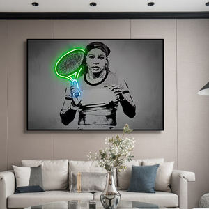 JZ Home Decor 3D Lumière Oeuvre <span class=keywords><strong>Affiche</strong></span> Illuminée Joueur De <span class=keywords><strong>Tennis</strong></span> Peinture Led Lumineux Toile Mur Art Imprimer - Product Image 5