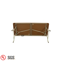 Table pliante de 6 pieds avec 8 chaises, table pliante en plastique, ensemble de salle à manger rectangulaire brun, tables pliantes en vrac