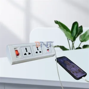 Ce Approved Oval Shape White Modules 2 Power Hub 2 Usb Charging Station With Clamp For Standing Desk/smart Office Desk Socket