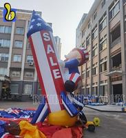 Buena venta en EE. UU. 20 pies globo patriótico cohete inflable tío Sam, cohete de bandera americana inflable para evento