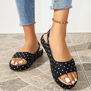 Sandales à plateforme à pois pour femmes, sandales à bout ouvert, semelle épaisse, chaussures de plage décontractées d'été - Product Image 5
