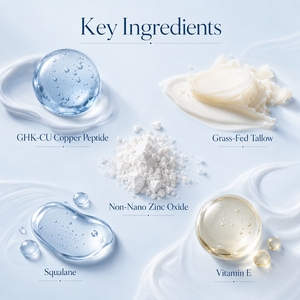 Crème solaire <span class=keywords><strong>au</strong></span> peptide de <span class=keywords><strong>cuivre</strong></span> GHK-CU <span class=keywords><strong>et</strong></span> <span class=keywords><strong>au</strong></span> suif de bœuf SPF30, protection UV, crème solaire minérale à l'oxyde de <span class=keywords><strong>zinc</strong></span> - Product Image 2