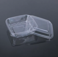 Boîte alimentaire en plastique PET transparent jetable, robuste, avec couvercle à fermeture, pour nouilles, salades, fruits secs, sushis, sandwichs, vente en gros