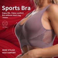 Soutien-gorge push-up sans armatures à maintien élevé pour femme, dos nageur, en Spandex/Nylon, sans couture, respirant, séchage rapide, confortable, pour le quotidien, la gym et le sport