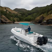 Bateau de pêche à console centrale en GRP de 7,5 m, moteur hors-bord de 300 CV, poids du coque de 1000 kg, 8 personnes, réservoir de carburant de 200 L