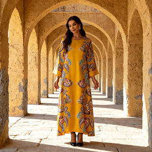 Robe longue élégante de luxe personnalisée en polyester imprimé de haute qualité pour occasions spéciales, Abaya pour femmes musulmanes, fournisseur en gros OEM - Product Image 1