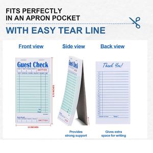Llikexin – Carnet de factures vert personnalisé pour hôtels et restaurants, avec 15 lignes pour les serveurs - Product Image 2