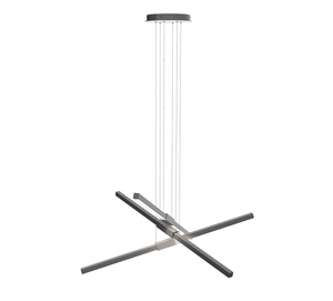 Lustre moderne en acier inoxydable doré, luminaire suspendu LED en forme de croix, montage au plafond, blanc chaud, hauteur réglable - Product Image 1
