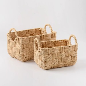 Handmade Woven <b>Paper</b> Rope Storage Basket Rectangle Desktop <b>Kitchen</b> Snack Basket Set - Product Image 1