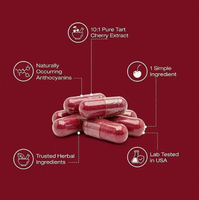 Capsules de cerise à base de plantes OEM 4000mg équivalent, antioxydant naturel, favorise la récupération des articulations et des muscles, 60 capsules, marque privée pour adultes