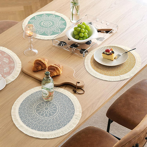 Custom Printed Green Cotton Placemats <b>Festive</b> Plaid Design Waterproof Lace Fabric for Weddings and Holidays - Product Image 6