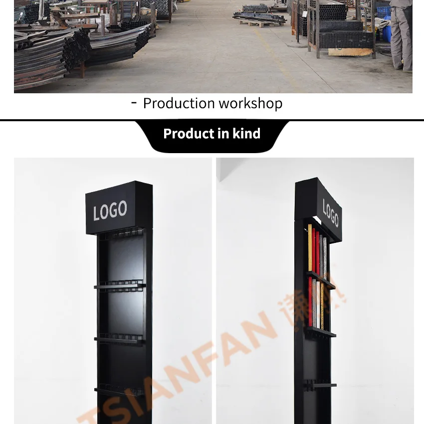 Tsianfan Floor Standing Granite Displays Metal Frame Cabinet Sample Quartz Floors Tile Stand Tower Marble Stone Display Rack